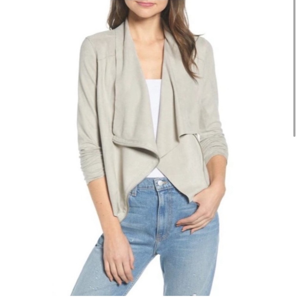 BLANKNYC Faux Suede Drape Front Jacket